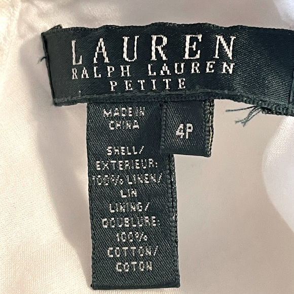 LAUREN RALPH LAUREN White Linen MIDI Skirt W/Side Zip And Back Lace Up tie Sz 4P - Picture 8 of 9